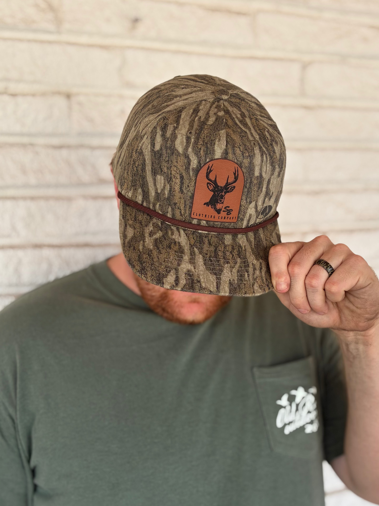 Speckle Bellies Buck AS Leather Patch Rope Snapback Hat