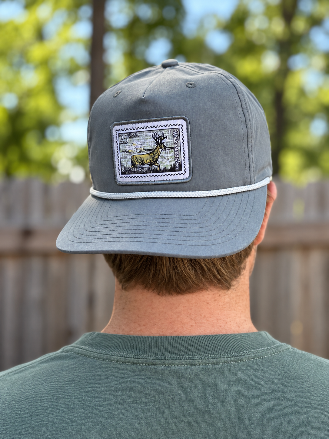 Speckle Bellies Buck Stamp Patch Rope Snapback Hat