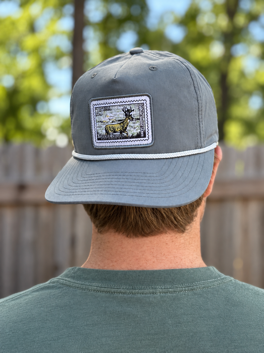 Speckle Bellies Buck Stamp Patch Rope Snapback Hat