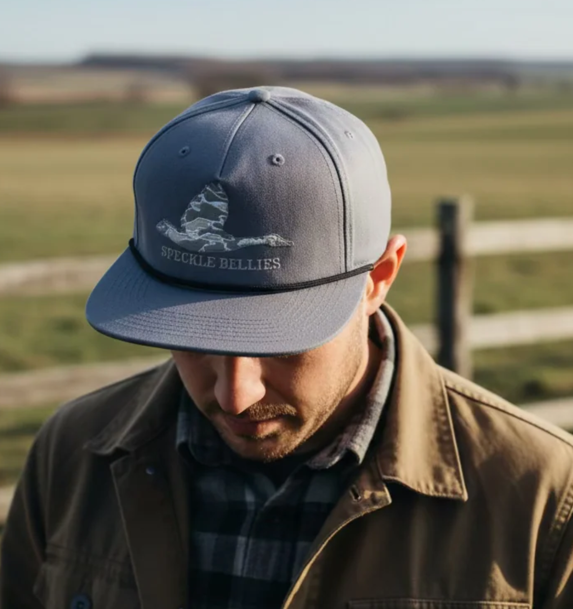 Speckle Bellies SB Ghost Goose Duck Camo Patch Rope Snapback Hat