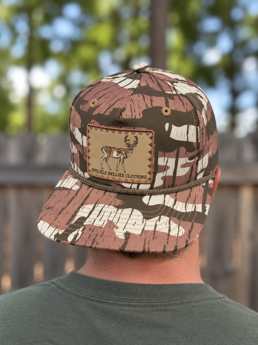 Speckle Bellies Standing Buck Patch Rope Snapback Hat