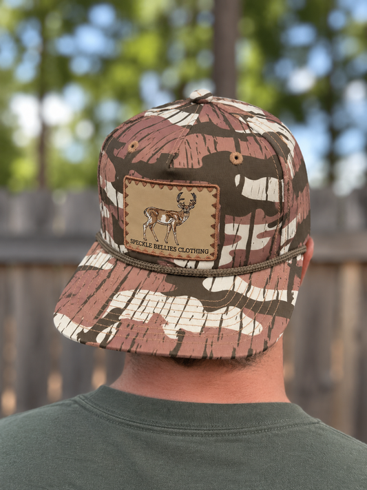 Speckle Bellies Standing Buck Patch Rope Snapback Hat
