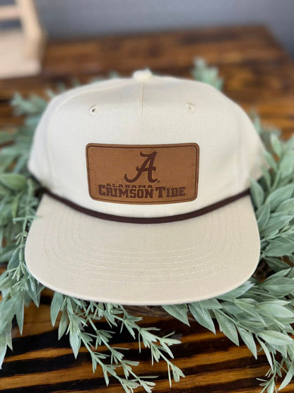Speckle Bellies Crimson Tide Leather Patch Rope Snapback Hat