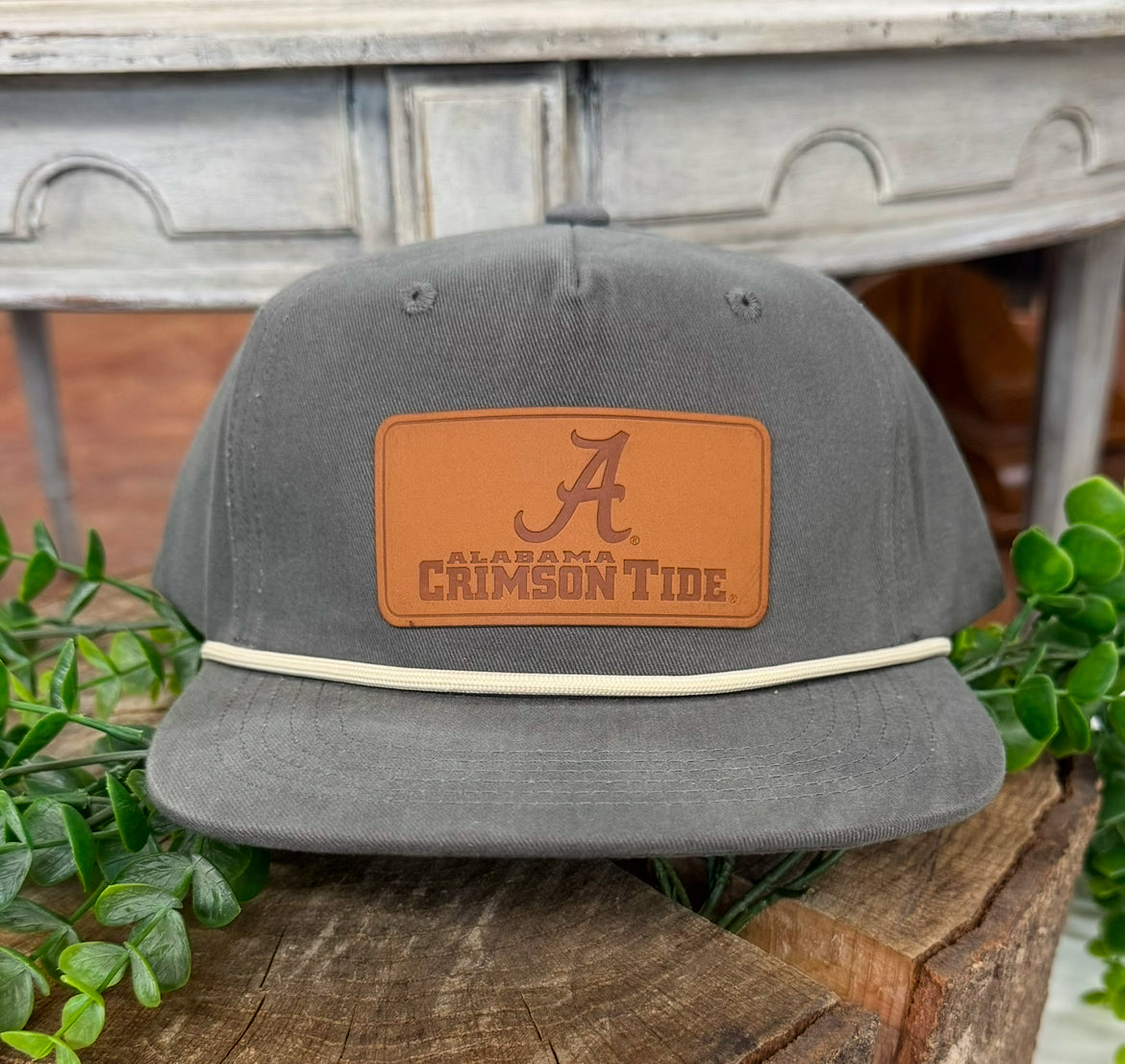 Speckle Bellies Crimson Tide Leather Patch Rope Snapback Hat