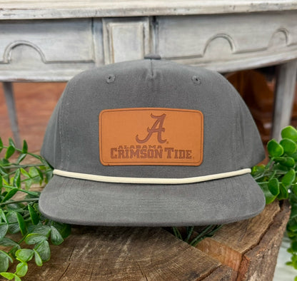 Speckle Bellies Crimson Tide Leather Patch Rope Snapback Hat