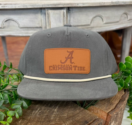 Speckle Bellies Crimson Tide Leather Patch Rope Snapback Hat