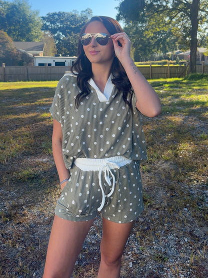Ribbed Polka Dot Set