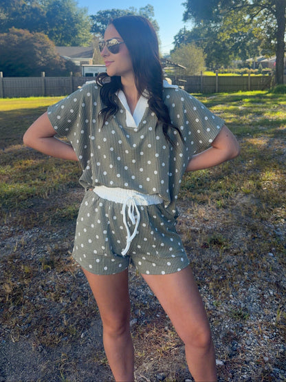 Ribbed Polka Dot Set