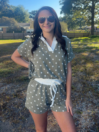 Ribbed Polka Dot Set