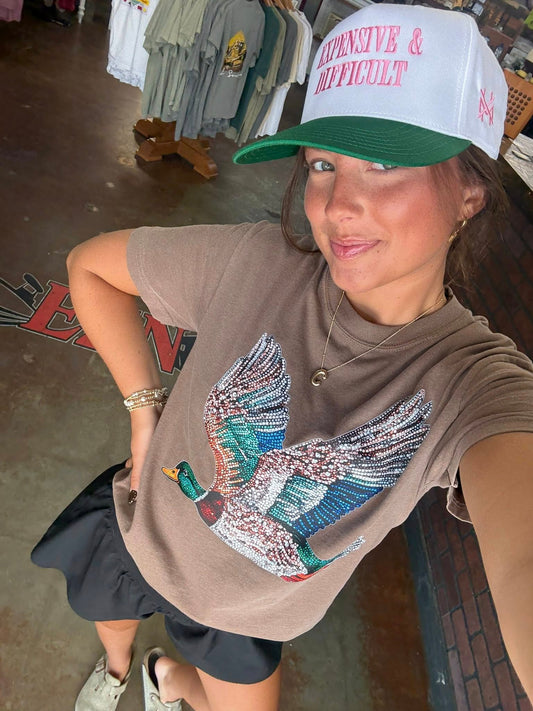 Southern Backroad Women's Faux Rhinestone Mallard Duck S/S TEE Shirt