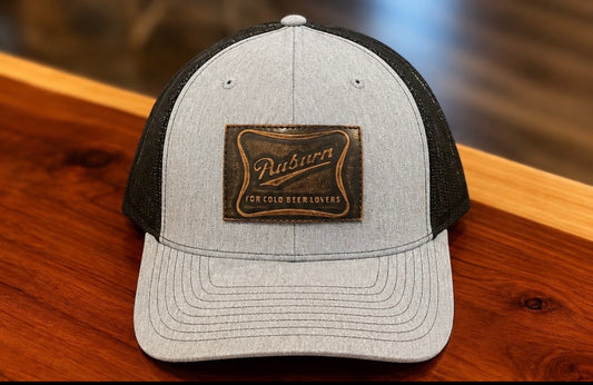 Zep Pro Auburn For Cold Beers Leather Patch Snapback Hat- Heather Grey/Black