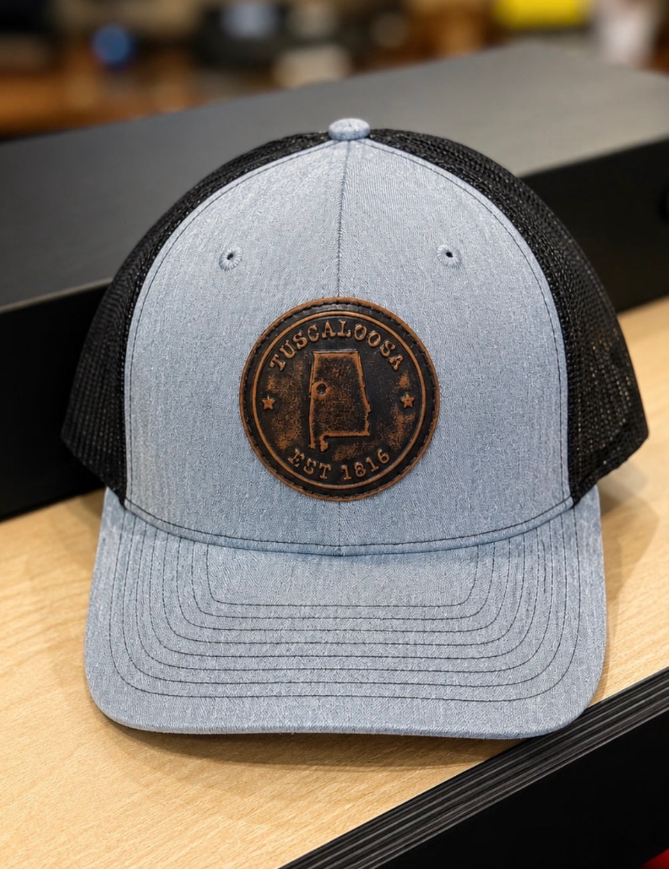 Zep Pro Circle Leather Patch Snapback Hat Tuscaloosa - Heather Grey/Black