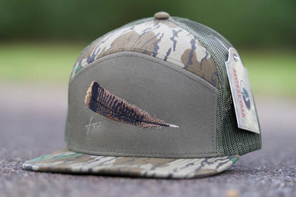 Freak Outdoors Woodsman Turkey Feather Embroidered 7 Panel Snapback Hat