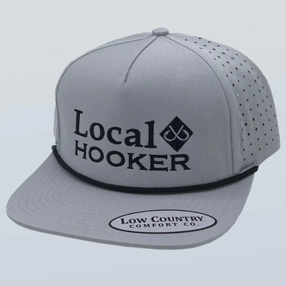 Local Hooker Logo Woven Patch Rope Performance Snapback Hat