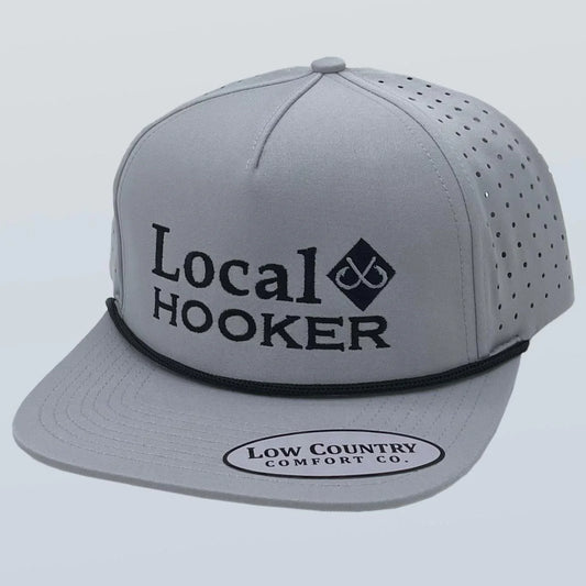 Local Hooker Logo Woven Patch Rope Performance Snapback Hat