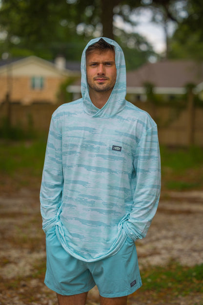 Aftco Men's Ocean Bound UPF Printed Hood L/S Performance Shirt