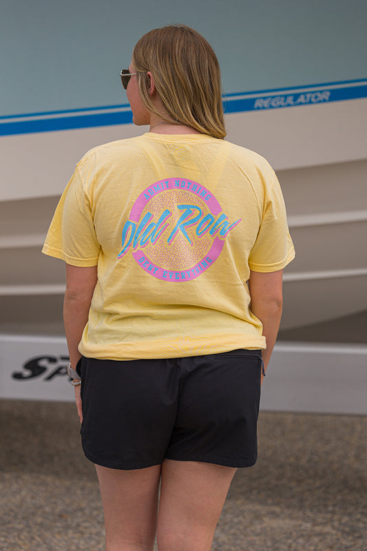 Old Row Outdoors Women's Butter w Pink Circle Logo Pocket S/S TEE Shirt