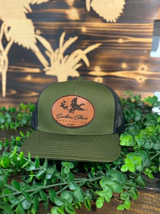 Southern Culture Ducks Migrating Dark Circle Leather Patch Snapback Hat