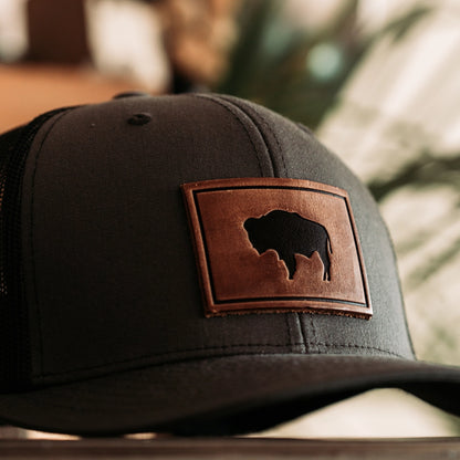 Range Leather Co. Buffalo Leather Patch Snapback Hat
