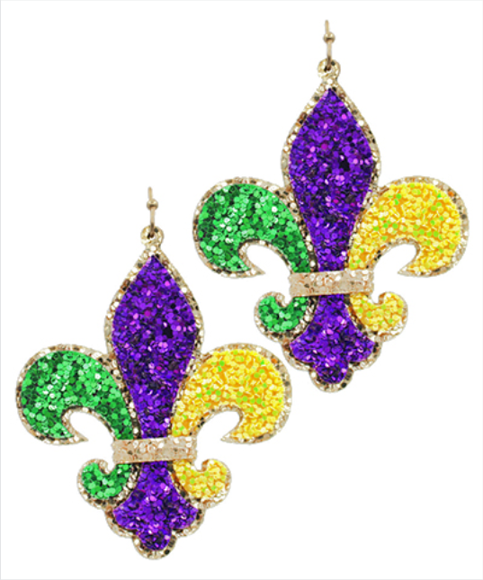 Glitter Fleur De Lis Earrings