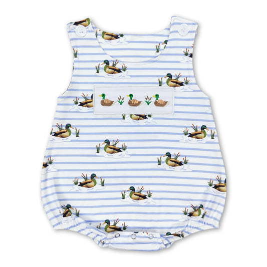 Duck Top Stripe Baby Boys Short Sleeves Onesie