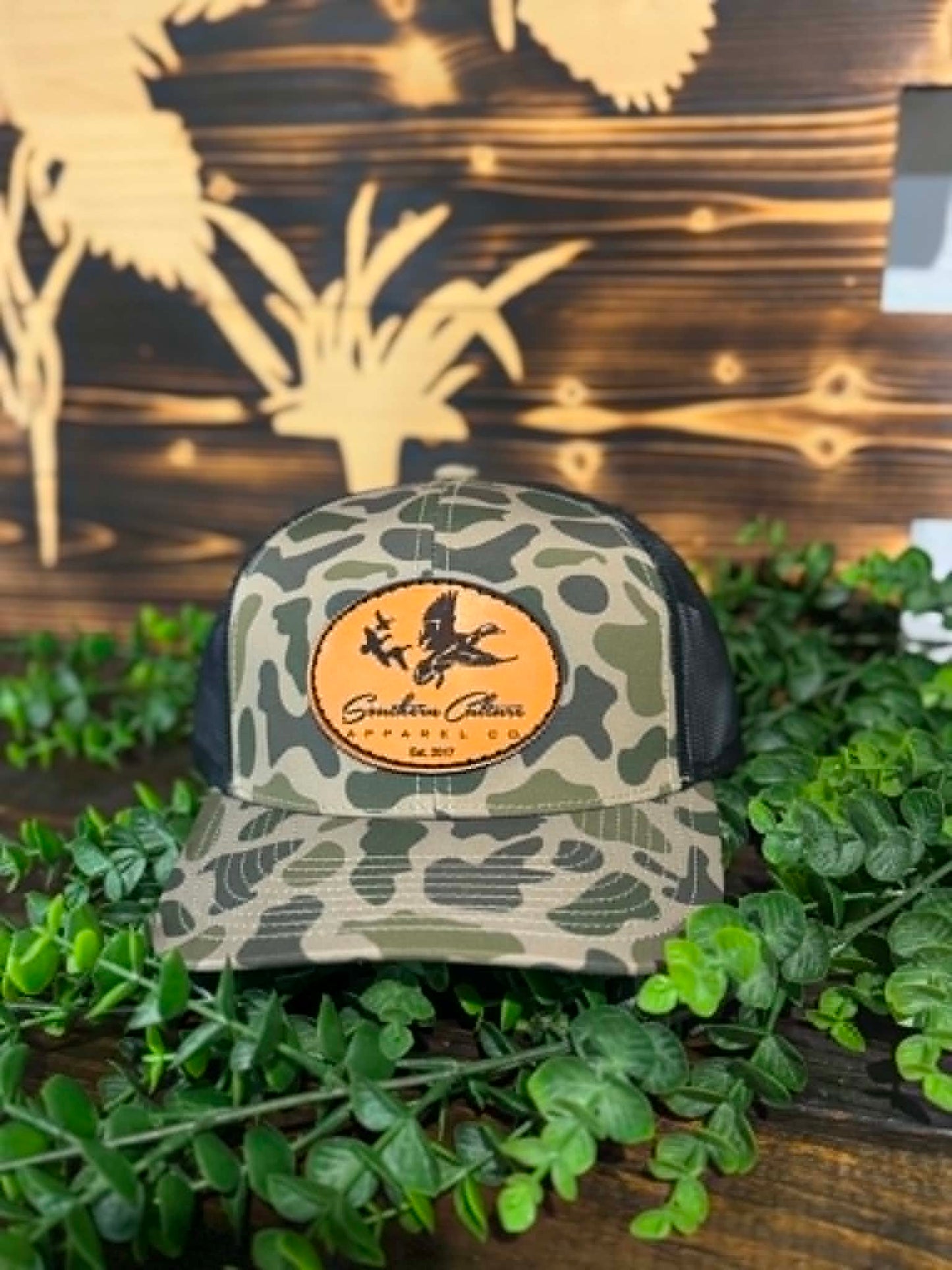 Southern Culture Ducks Migrating Light Circle Leather Patch Snapback Hat