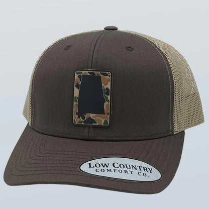 Low Country Comfort Alabama Outline Camo PVC Patch Snapback Hat