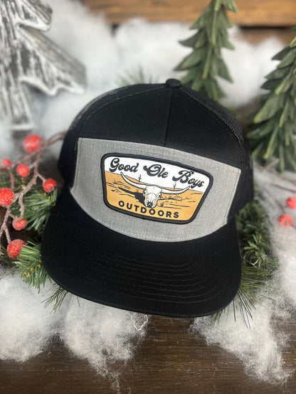 Good OLE Boy Outdoors Cattle Skull Patch 7 Panel Snapback Hat