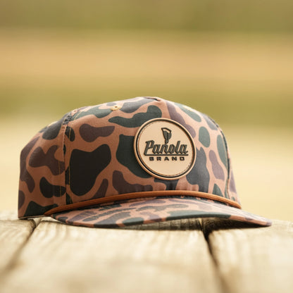 Panola Brand Rubber Patch Camo Rope Snapback Hat