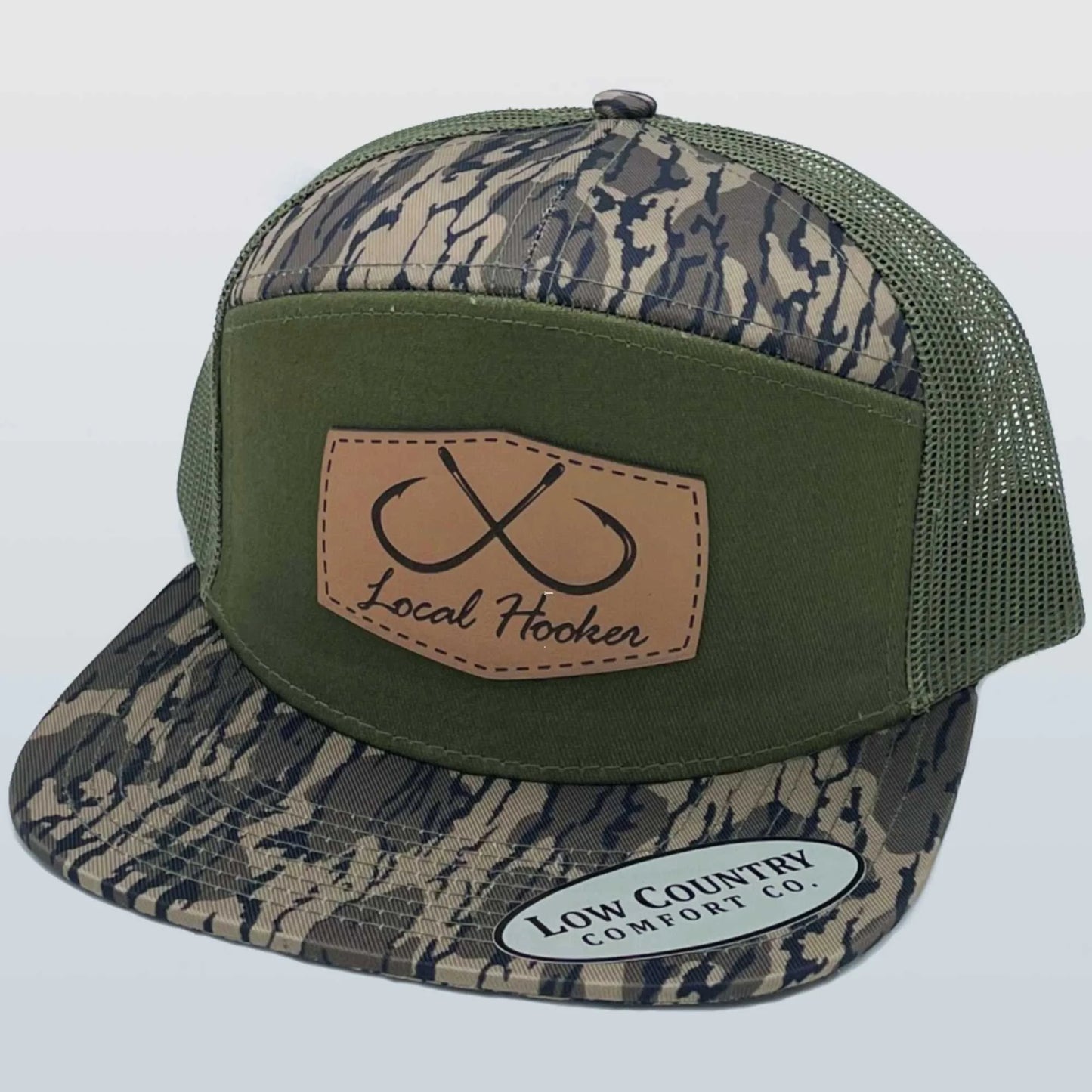 Local Hooker 7 Panel Leather Patch Snapback Hat