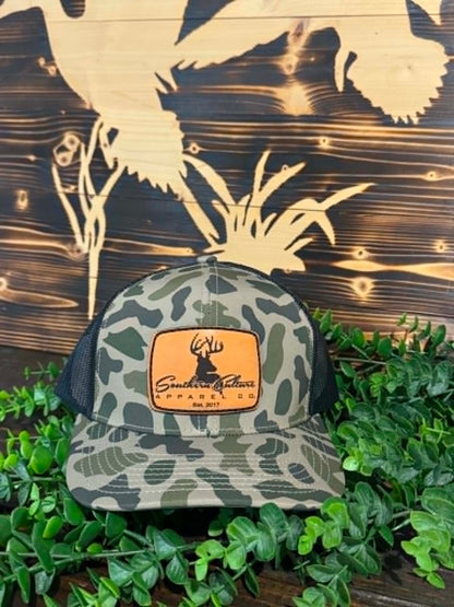 Southern Culture Buck Leather Patch Snapback Hat