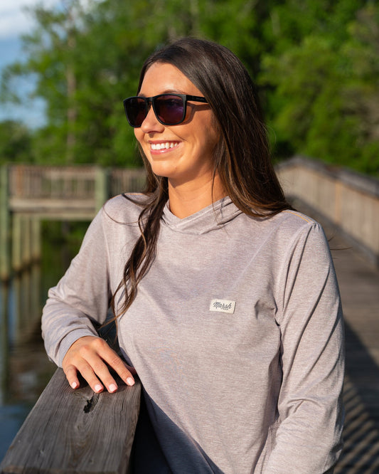 Marsh Wear Apparel Women's High Noon Hood Knitted Perf L/S Shirt