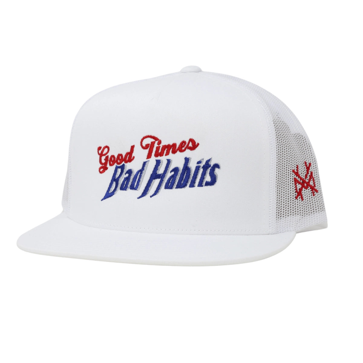 Mad Hatter Good Times Bad Habits Trucker Flat Bill Snapback Hat