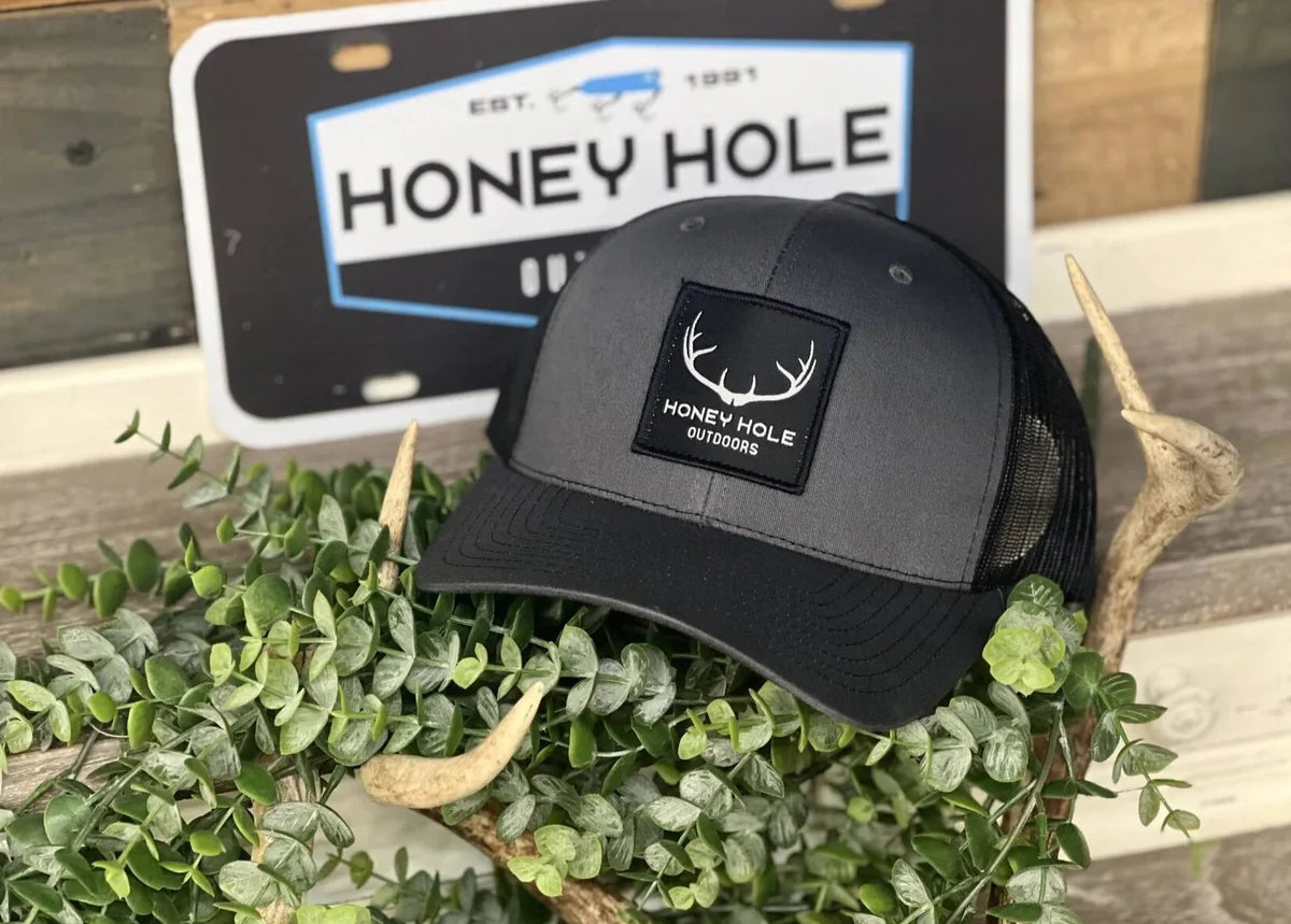 Honey Hole Outdoors Buck Leather Patch Snapback Hat