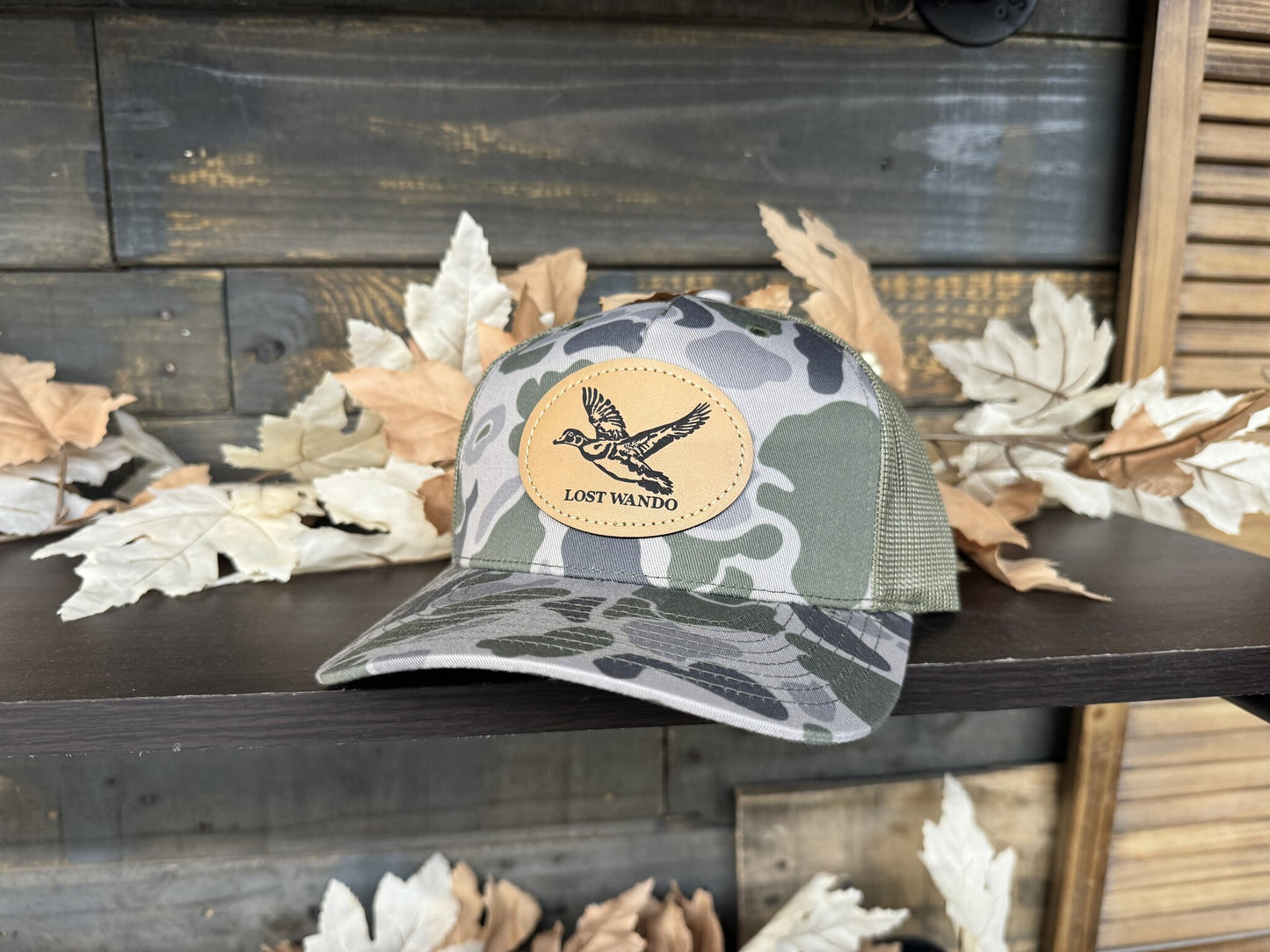 Lost Wando Wood Duck Leather Patch Snapback Snapback Hat