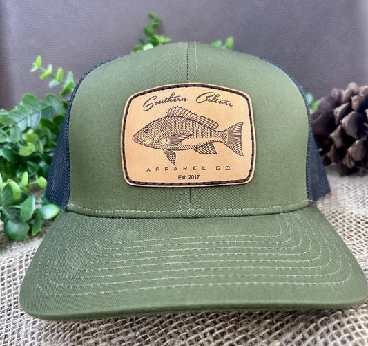 Southern Culture Red Snapper Leather Patch SnapbackHat