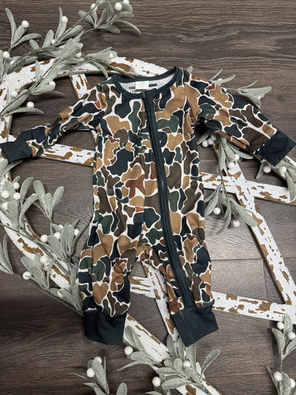Baby Camouflage Print Bamboo Zip Sleeper