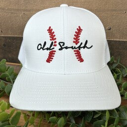 Old South Apparel Baseball Snapback Hat - White/White - 1