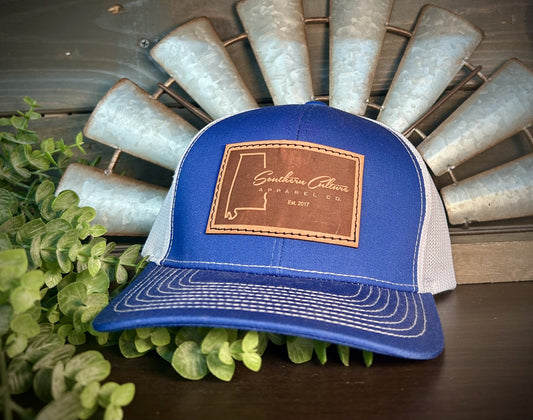 Southern Culture Dark Plain AL State Leather Patch Snapback Hat