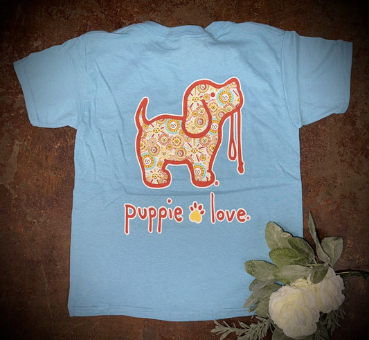 Puppie Love Youth Girls Sun Pattern Pup S/S TEE Shirt