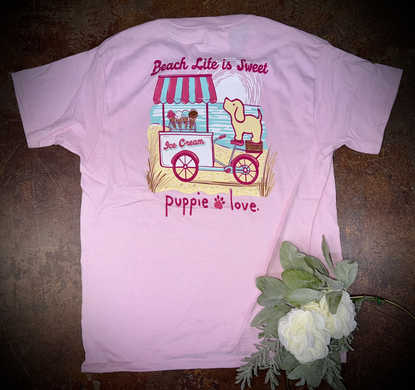 Puppie Love Youth Girls Beach Life is Sweet Pup S/S TEE Shirt