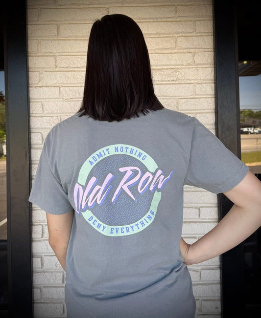 Old Row Outdoors Women's Grey Circle Logo W Mint/Pink Pocket S/S TEE Shirt