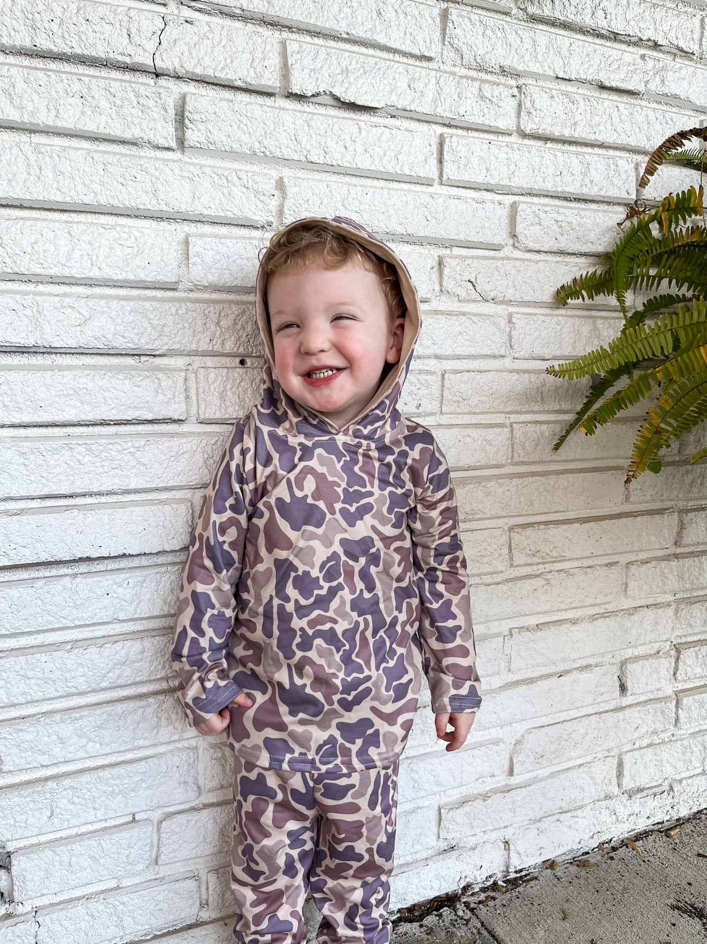 Old School Camo Hunting Baby/Youth Hooded Outfit Set