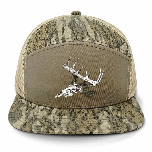 Speckle Bellies Vintage Skull 7 Panel Snapback Hat