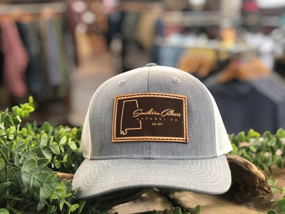 Southern Culture Dark Plain AL State Leather Patch Snapback Hat