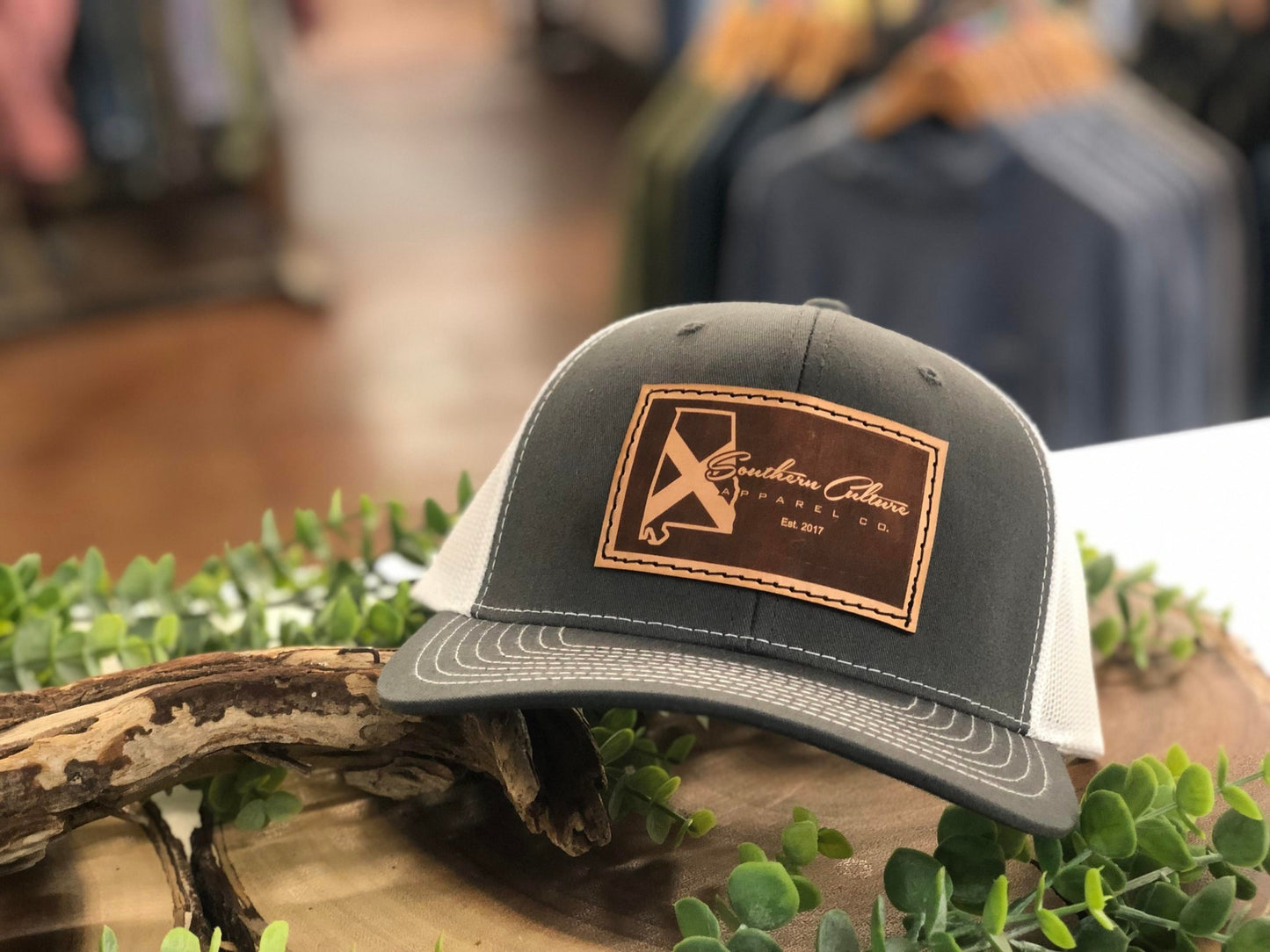Southern Culture State Tradition Dark Leather Patch Snapback Hat
