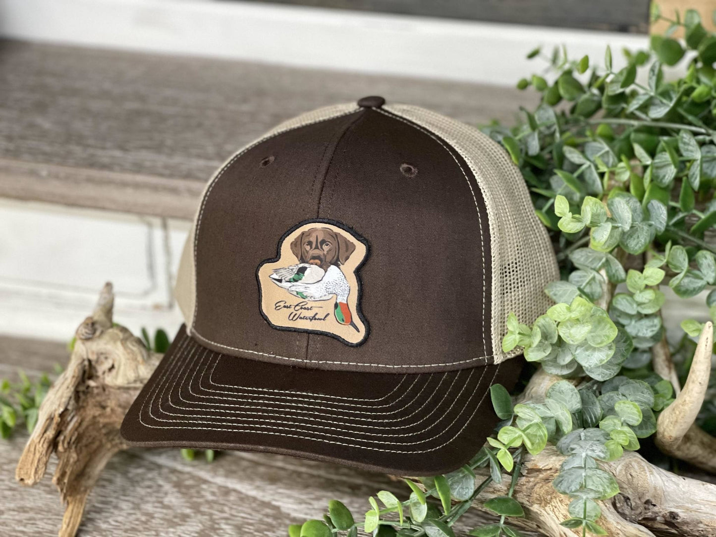 East Coast Waterfowl Teal Time Chocolate Lab Patch Snapback Hat