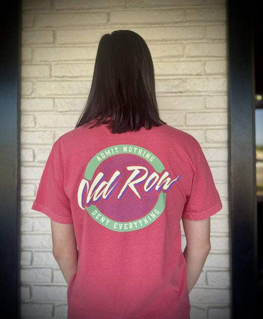 Old Row Outdoors Women's Circle Logo Watermelon W Mint/Raspberry Pocket S/S TEE Shirt